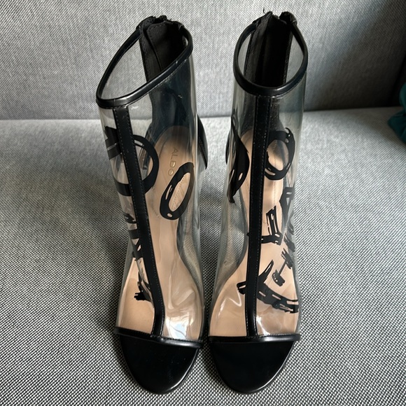 Aldo Gabbi clear, see-through open toe booties high heel boots - Picture 9 of 11
